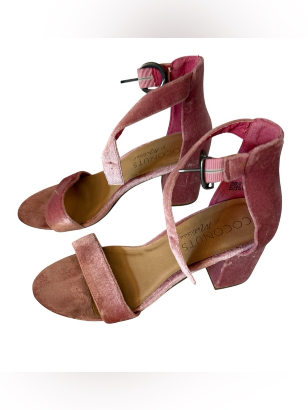 Coconuts by Matisse Velvet Pink Block Sandal Heels, size 9
